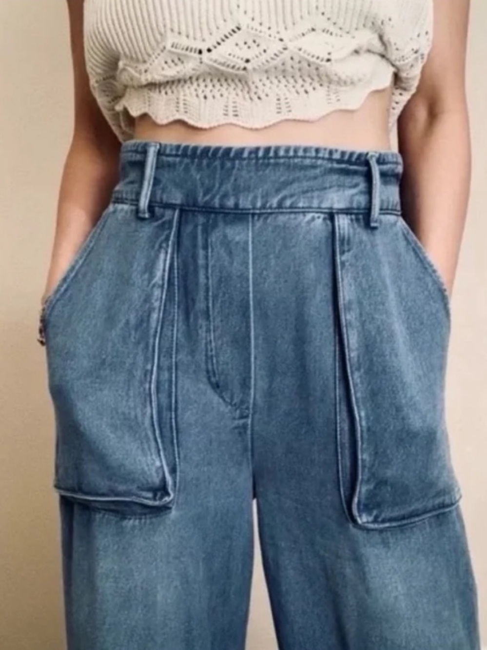 Young Fabulous & Broke YFB Sadie Soft Slouchy Wide Leg Patch Pocket Jeans- L